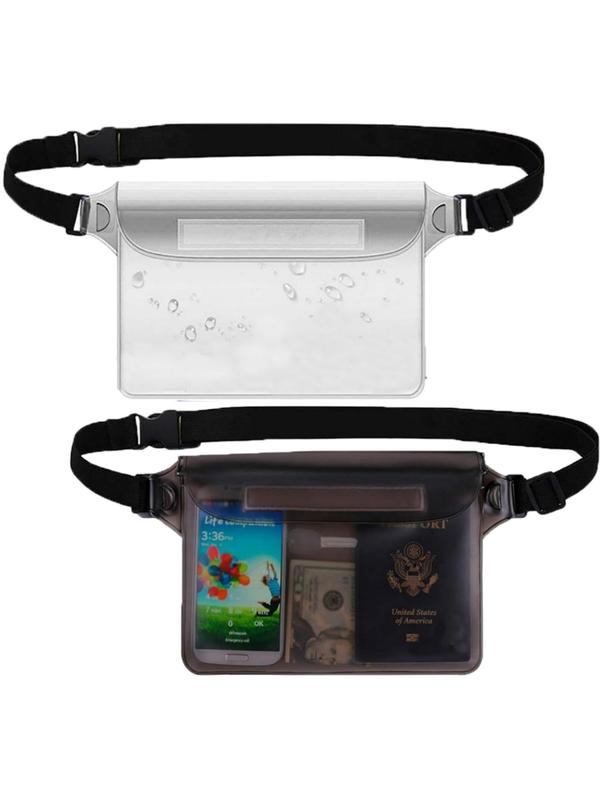 Sporty Unisex's Velcro Closure Transparent Waterproof Phone Pouch, Sports Adjustable Waist Strap Screen Touch Bag, Sports Bag for Swimming Kayaking Boating Fishing Beach Diving Surfing