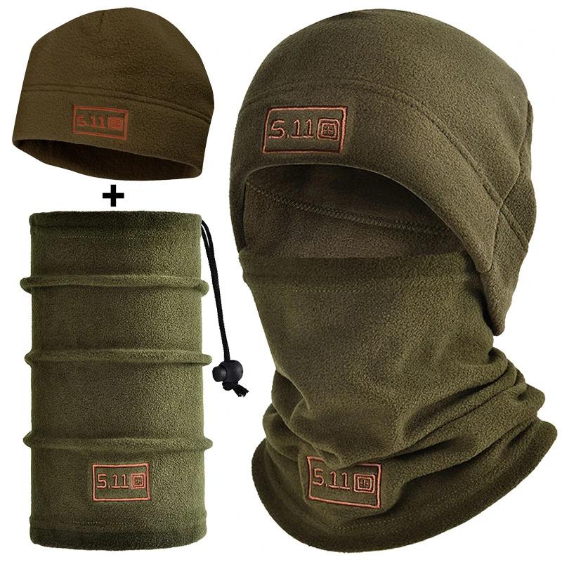 Tactical Fleece Hat&Scarf Set Thermal Head Cover Winter Warm Balaclava Face Mask Sports Cycling Bonnet Neck Protector