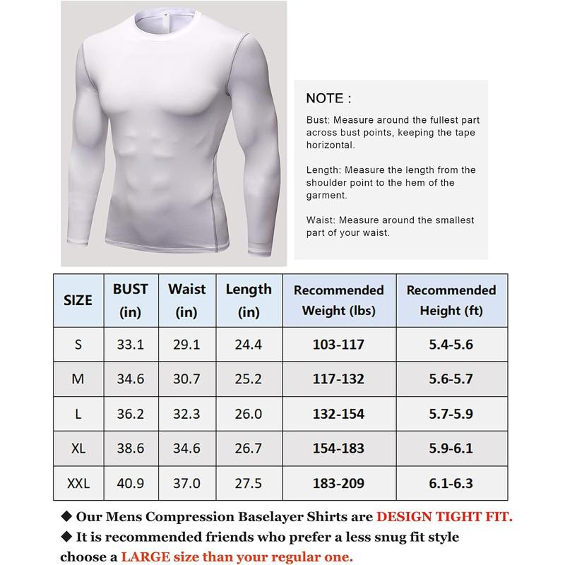 Men's  Shirt Long Sleeve Cool Dry Workkout Gym Shirts Baselayer Athletic Undershirt for Basketball Football