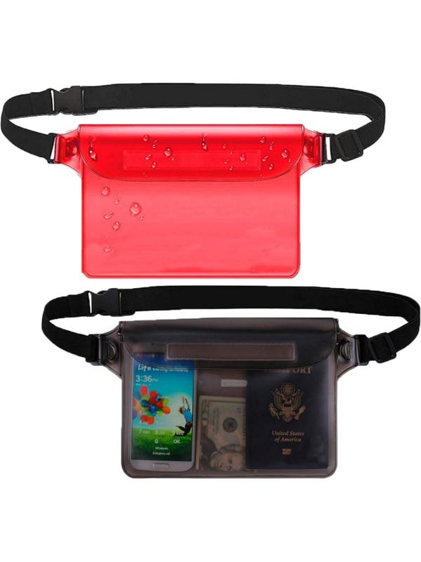 Sporty Unisex's Velcro Closure Transparent Waterproof Phone Pouch, Sports Adjustable Waist Strap Screen Touch Bag, Sports Bag for Swimming Kayaking Boating Fishing Beach Diving Surfing