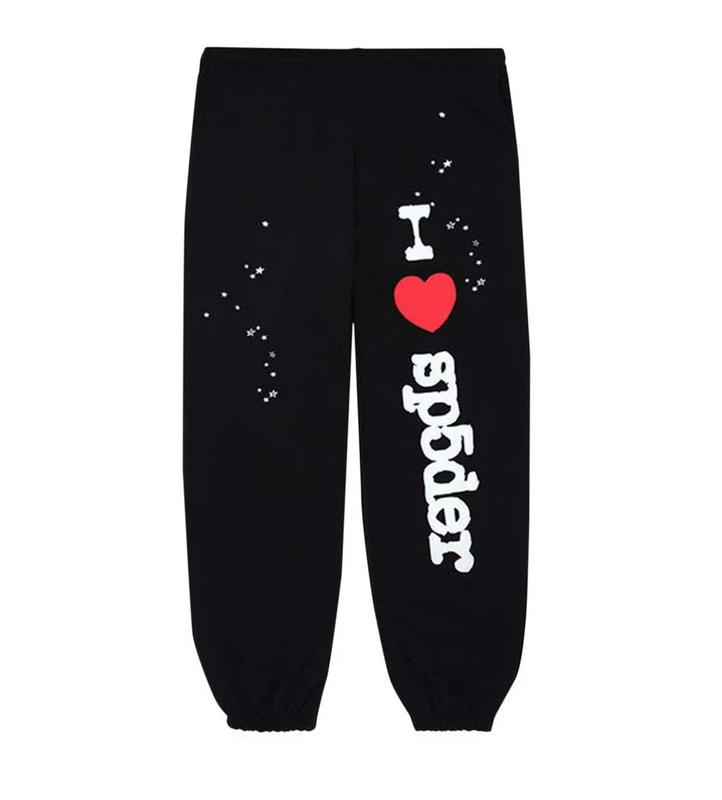 Sp5der Heart Sp5 Sweatpants Black – Restock AR, Unisex Sweatpants, Unisex Joggers, Trend Sweatpants, No Pockets