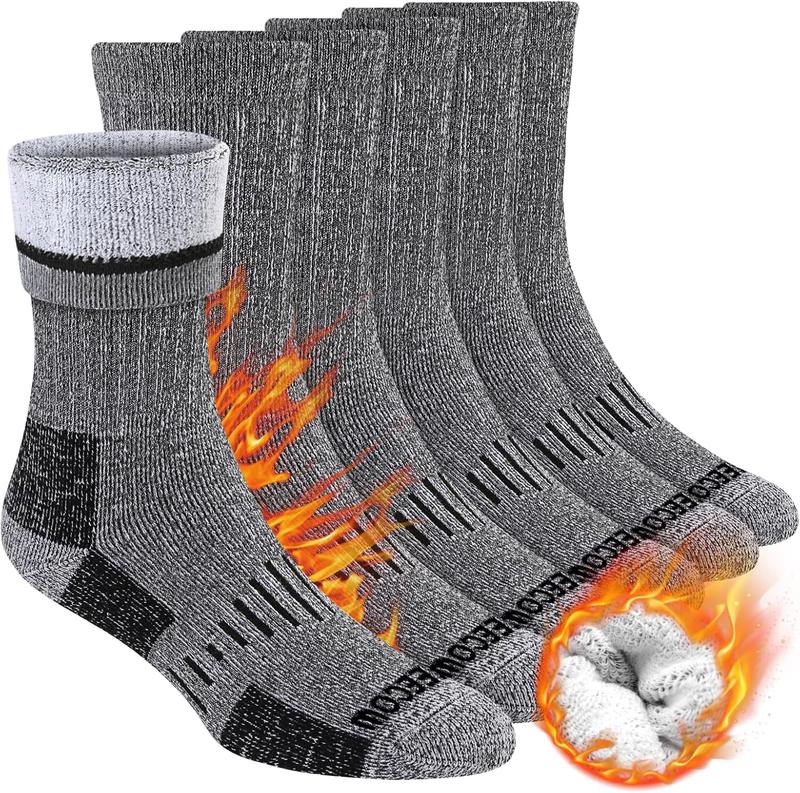 Merino  Crew Socks For Men & Women, Thermal, Warm, Winter, Cushion, Socks For Hiking, Working, Running, 3 Pairs