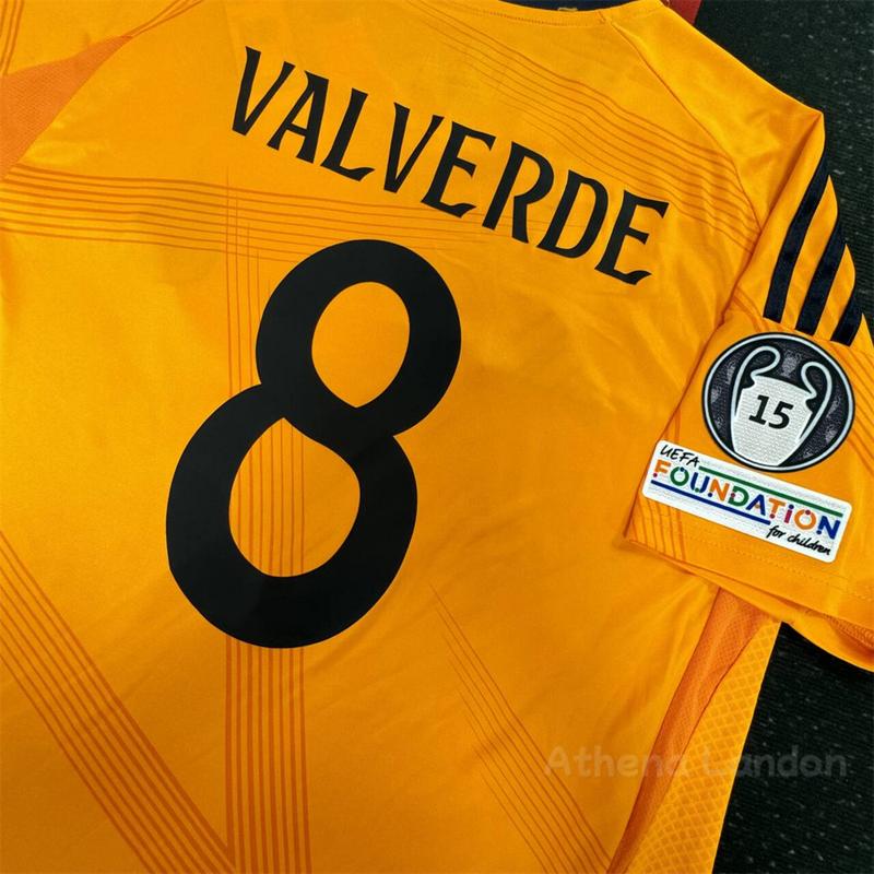 RMCF Soccer jersey fan edition away kit Valverde #8 orange color short sleeve 2425