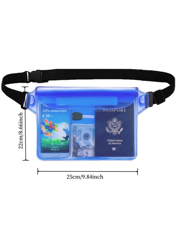 Sporty Unisex's Velcro Closure Transparent Waterproof Phone Pouch, Sports Adjustable Waist Strap Screen Touch Bag, Sports Bag for Swimming Kayaking Boating Fishing Beach Diving Surfing