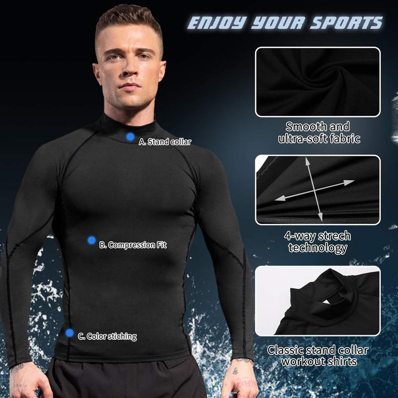 1 or 3 Pack Men's Compression Shirts Long Sleeve Workout Gym T-Shirt Running Top Cool Dry Sports Baselayer Undershirts