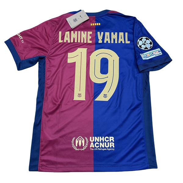 NIKE 2425 FC Barcelona Home Red Blue Short Sleeve Top No.19 Lamine Yamal Retro 125th Anniversary Special Edition Soccer Jerseys Quick Drying