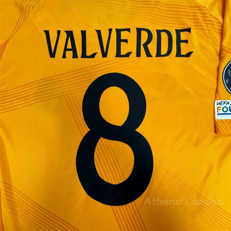 RMCF Soccer jersey fan edition away kit Valverde #8 orange color short sleeve 2425