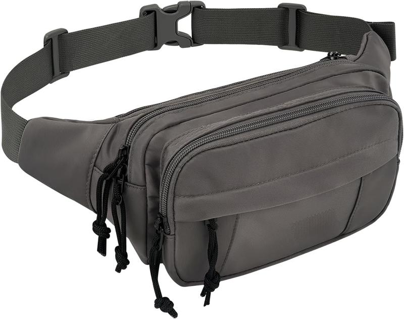 Fanny Pack Waist Packs: Large Crossbody Belt Bag Fanny Packs for Women Men with 7 Zipper Pockets Adjustable Strap Waist Bags  Pack for Traveling Cycling Running Hiking-Gray