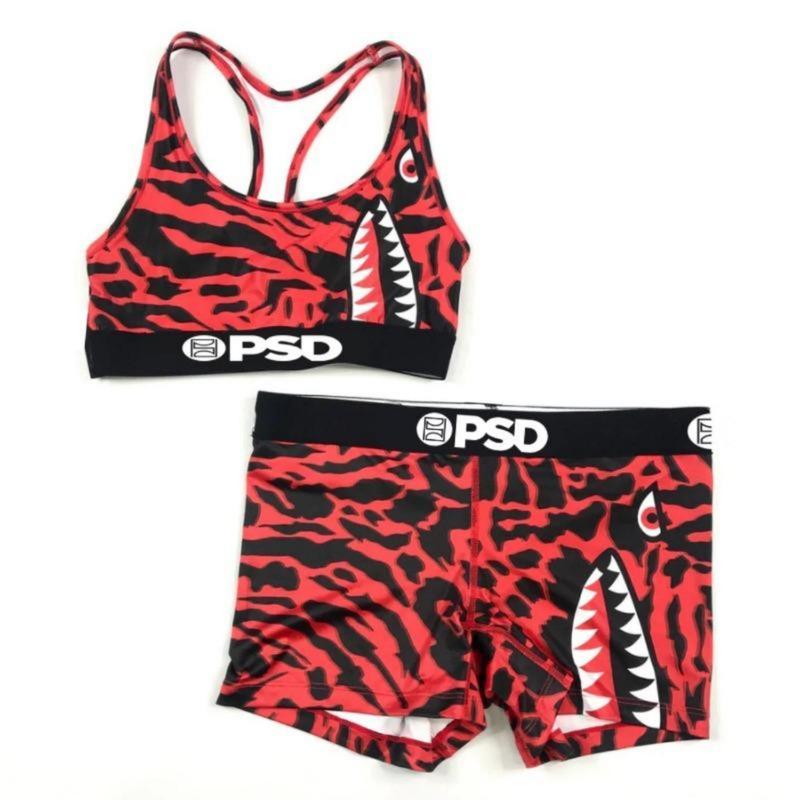 PSD Sports Suit Comfortable and Breathable Camouflage Print Women's Yoga Sports Vest Outdoor Running Girls's Shorts Girls' Pack Girls' Cotton Printed Training Underwear Pack