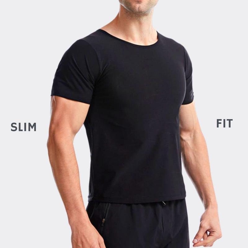 Sauna Sweat Suit Weight Loss Shapewear Top Shirt Waist Vest Trainer Workout Exercise Fitness Gym Short Sleeves Men