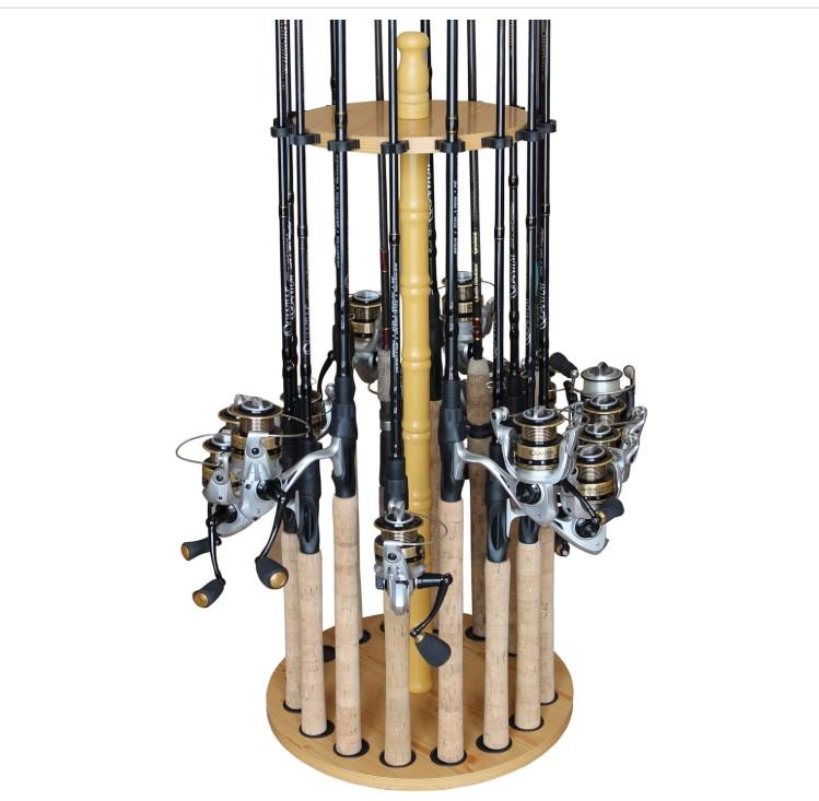 Rush Creek Creations | Fishing Rod Holder for 16 Rods, Fishing Pole Holder for Garage Organization and Storage, for Fishing Reels, Fishing Gear, Fishing Accessories, Tackle Box