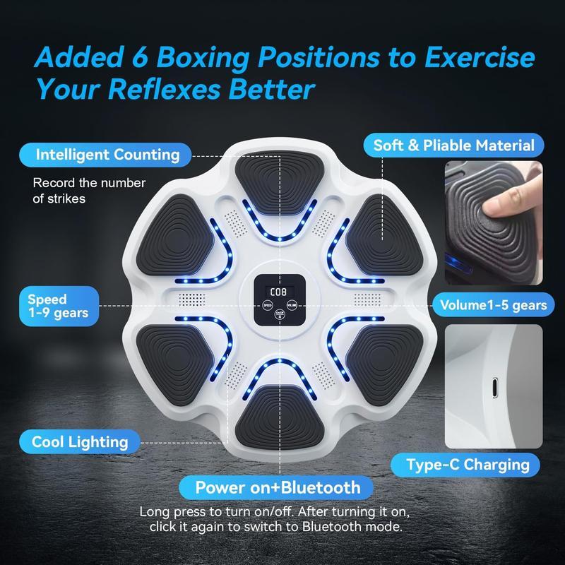 Smart Music Boxing Machine with Boxing Gloves, Wall Mounted Bluetooth-compatible Music Boxing Trainer, Electronic Boxing Target, Worko