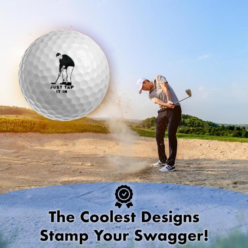 Ball Badge - Golf Ball Stamp (The Happy Series), Self-Inking Golf Ball Stamper, Golf Ball Marker, Reusable Golf Ball Marking Tool to Identify Golf Balls - Reusable Ink Stamp