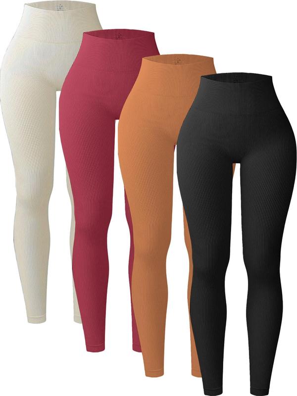 Women's Solid High Waist Sports Leggings, High Stretch Yoga Leggings, Ladies Sportswear for Indoor Outdoor Wear