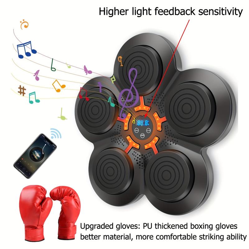 Upgraded Design Adult Smart Music Boxing Machine, Boxing Glove with Boxing Machine, Wall-Mounted Boxing Trainer, Electronic Boxing Target Fitness Strike Equipment, Suitable for Home, Indoor and Gym Use