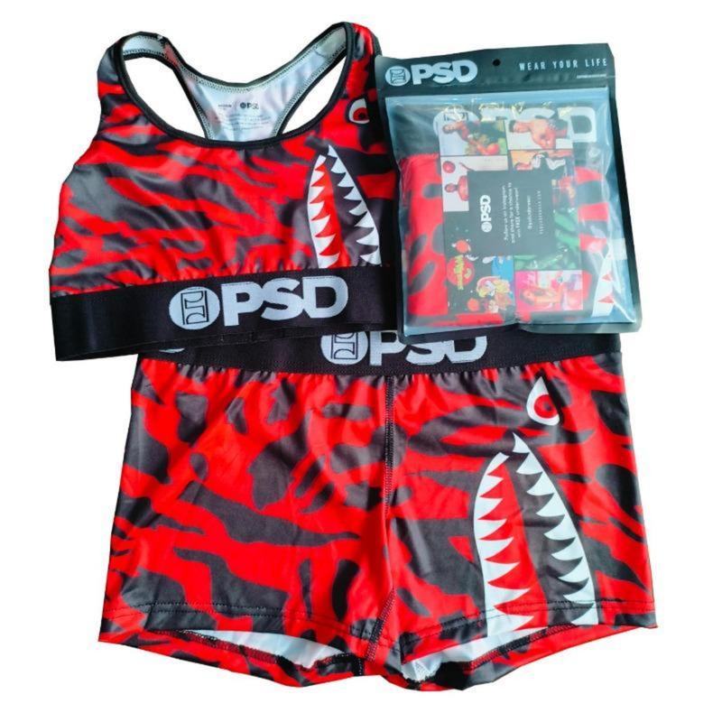 PSD Sports Suit Comfortable and Breathable Camouflage Print Women's Yoga Sports Vest Outdoor Running Girls's Shorts Girls' Pack Girls' Cotton Printed Training Underwear Pack