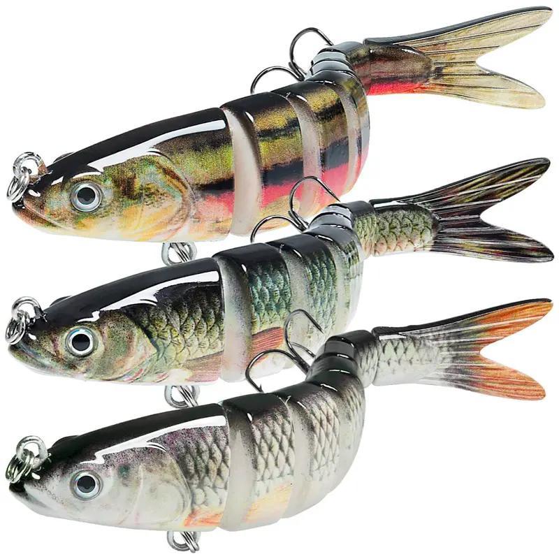 Artificial Fishing Lure, 3 Counts Sinking Multi-section Bionic Fishing Lure with 2 Treble Hooks, Durable and Lifelike Design for Catching More Fish