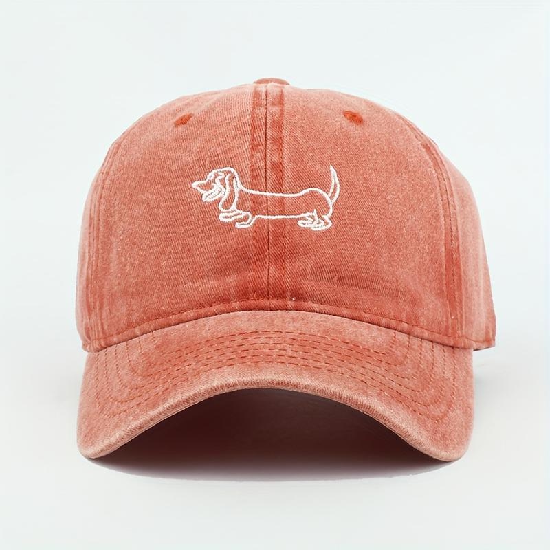 Cool Sweet Cute Curved Brim Baseball Cap, Embroidered Dachshund Distressed Trucker Cap, Snapback Cap for Casual Outdoor Casual Sports