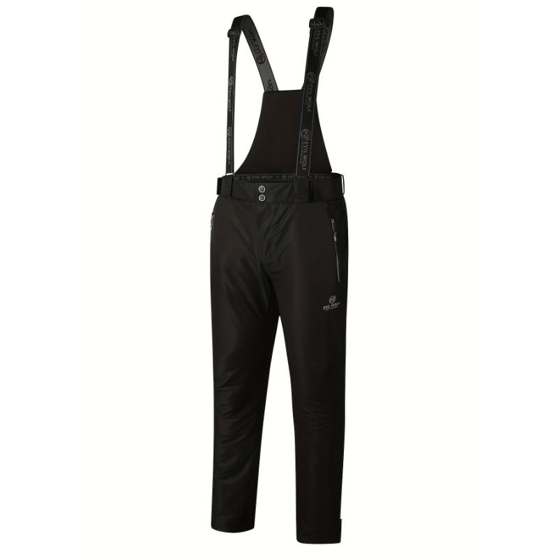 Men's Thermal Ski Pants - Windproof, Waterproof & Breathable for Winter Outdoor Adventures | Detachable Suspenders, Casual Black