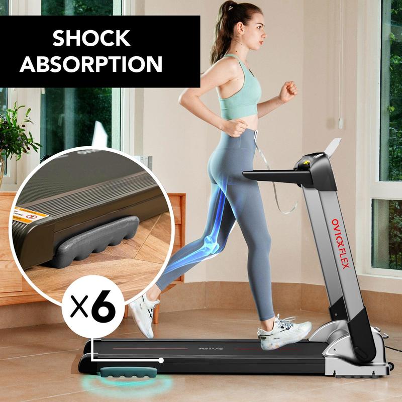 OVICX Quiet Portable Folding Flex Treadmill w  Bluetooth & Fitness Tracking App