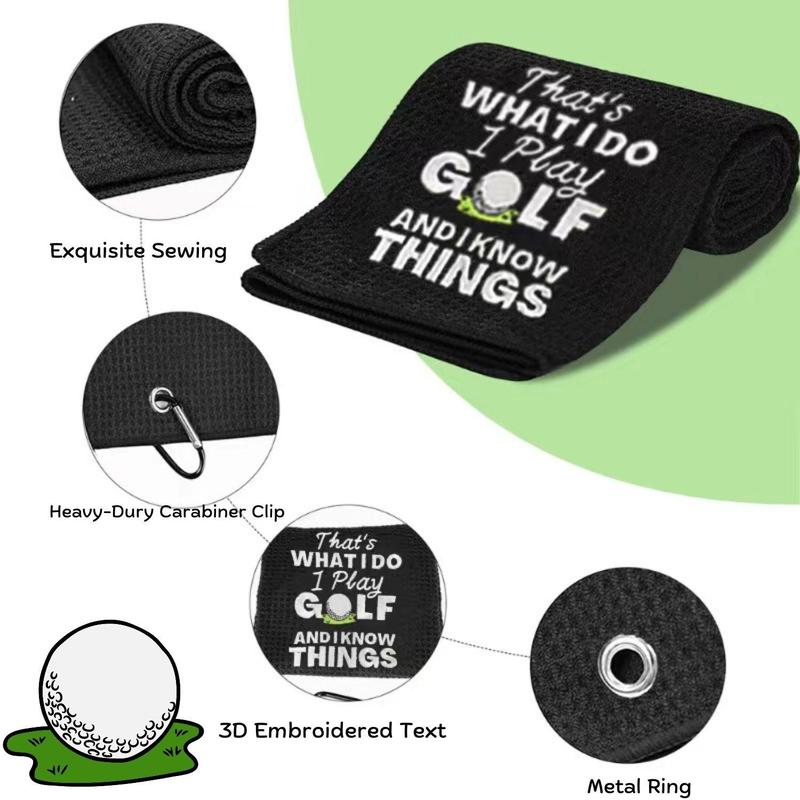 Letter Pattern Golf Towel, Portable Durable Funny Golf Towel, Golf Accessories for Daily Use, Gift for Golf Lovers