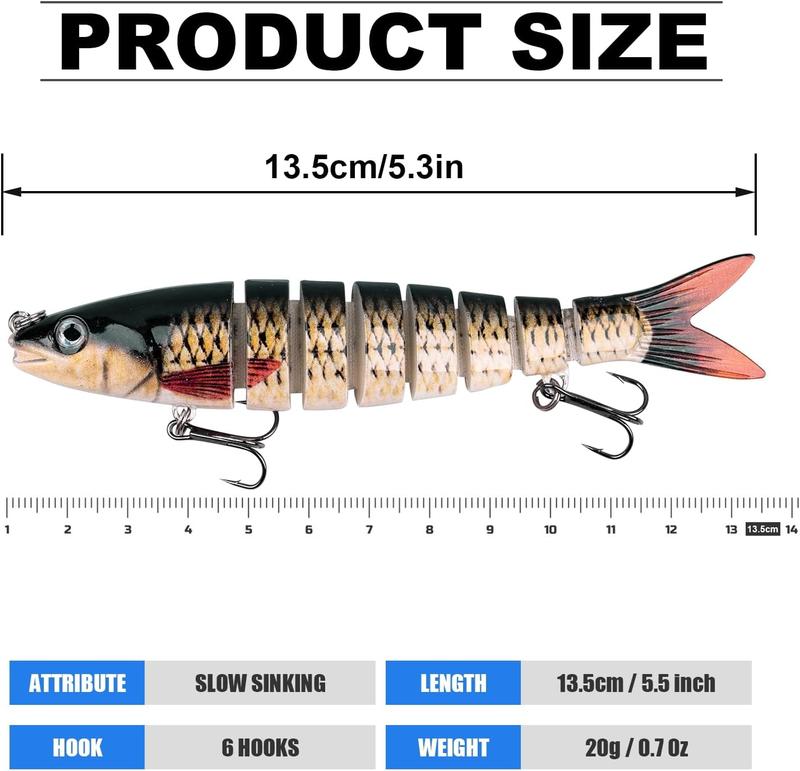 Fishing Lures for Bass, Topwater Fishing Lures, Multi Jointed Swimbaits, Lifelike Slow Sinking Swimming Bass Lures for Freshwater and Seawater Fishing Accessories