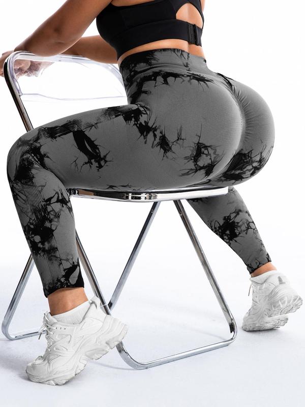  Tie Dye Print High Waist Sports Leggings, Sporty Comfy Breathable Skinny Pants for Yoga Gym Workout, Women's Sport & Outdoor Clothing for Spring & Fall