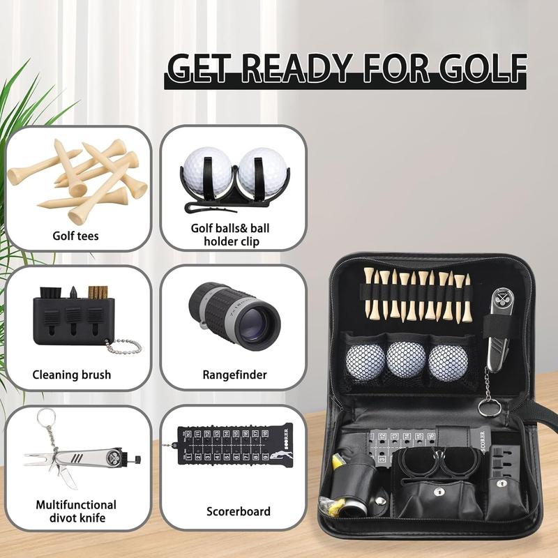 Golf Gifts for Men and Women,Golf Accessories Set with Hi-End Case,Golf Balls,Golf Tees,Golf Multifunctional Divot Tool,Rangefinder Golf Brush,Golf ScorerGolf Ball Clamp