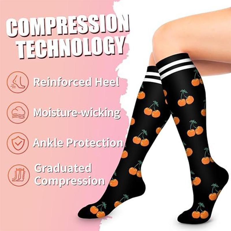 6 pairs of new floral pattern compression stockings sport professional ladies men's stockings edema varicose veins nurse compres