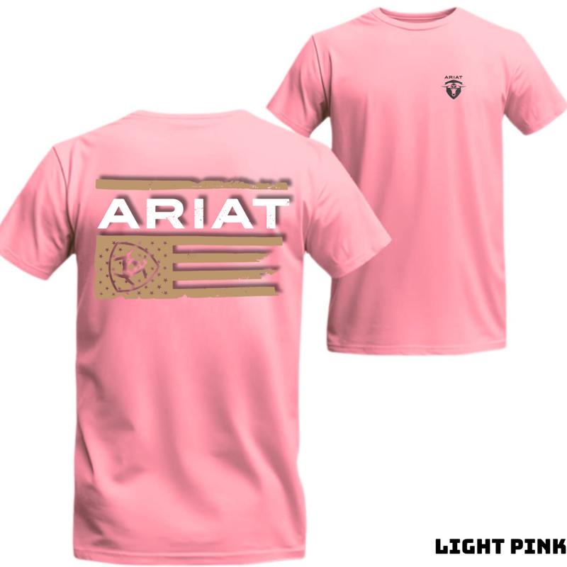 Ariat T-shirt - Designed with American flag pattern and Ariat logo, youthful and dynamic style, high quality and cool material. Suitable for sports and daily activities. Unisex Tops