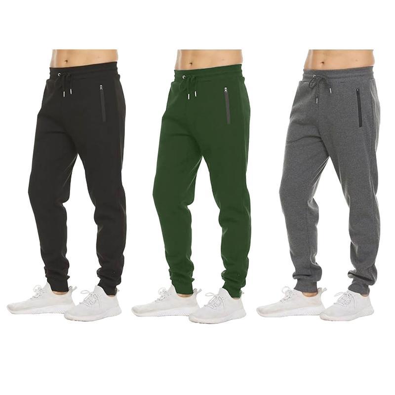 3-Pack Men's Slim Fit Fleece Lined Joggers (Sizes - S to 3XL)