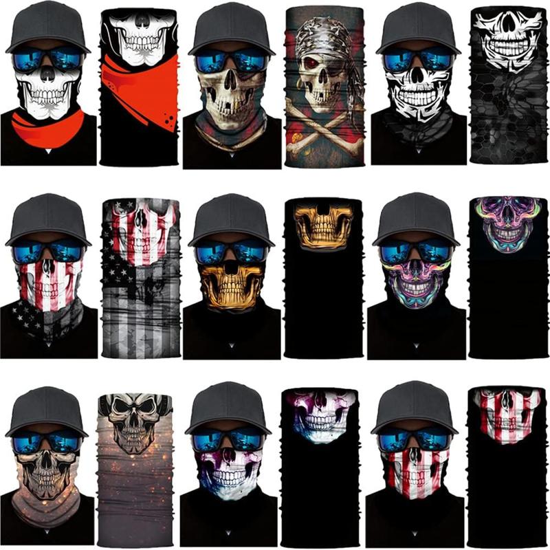 Pack of 9 Skull Neck Gaiter Mask UV Protection Bandana Gator Face Cover Covering Mask Tube Scarf Neck Warmer Balaclava