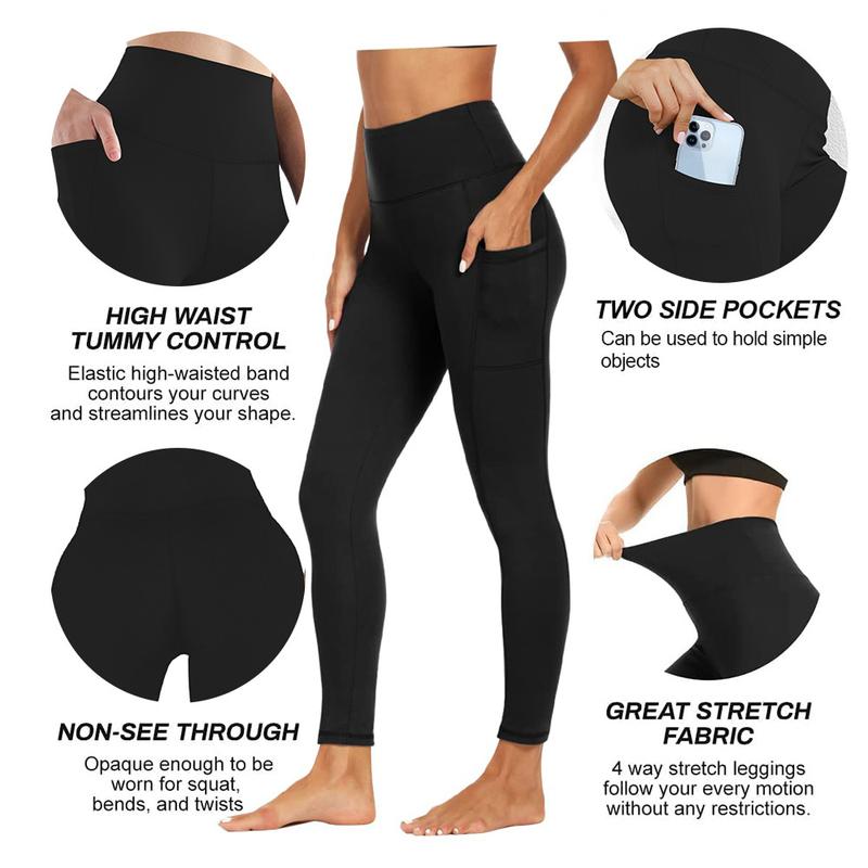 Women's Fashion Tight Pants Solid Color Breathable High waistband Pocket Yoga Fitness Exercise Pants Hip Lifting