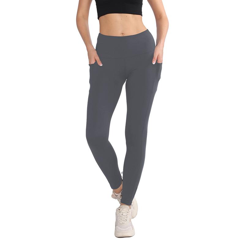 Women's Fashion Tight Pants Solid Color Breathable High waistband Pocket Yoga Fitness Exercise Pants Hip Lifting