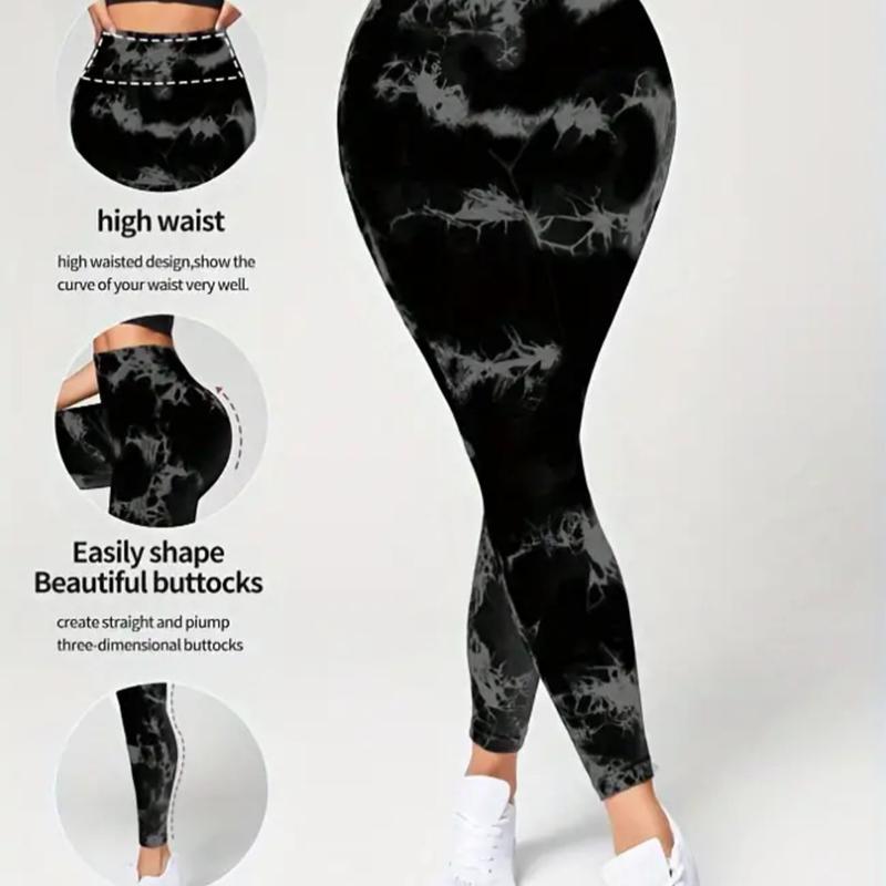 3 Pack Blue, Brown & Black Tie Dye Print High Waisted Workout Women Leggings Scrunch Rear Lifting High Waist Tummy Control Yoga Gym Athletic Pants