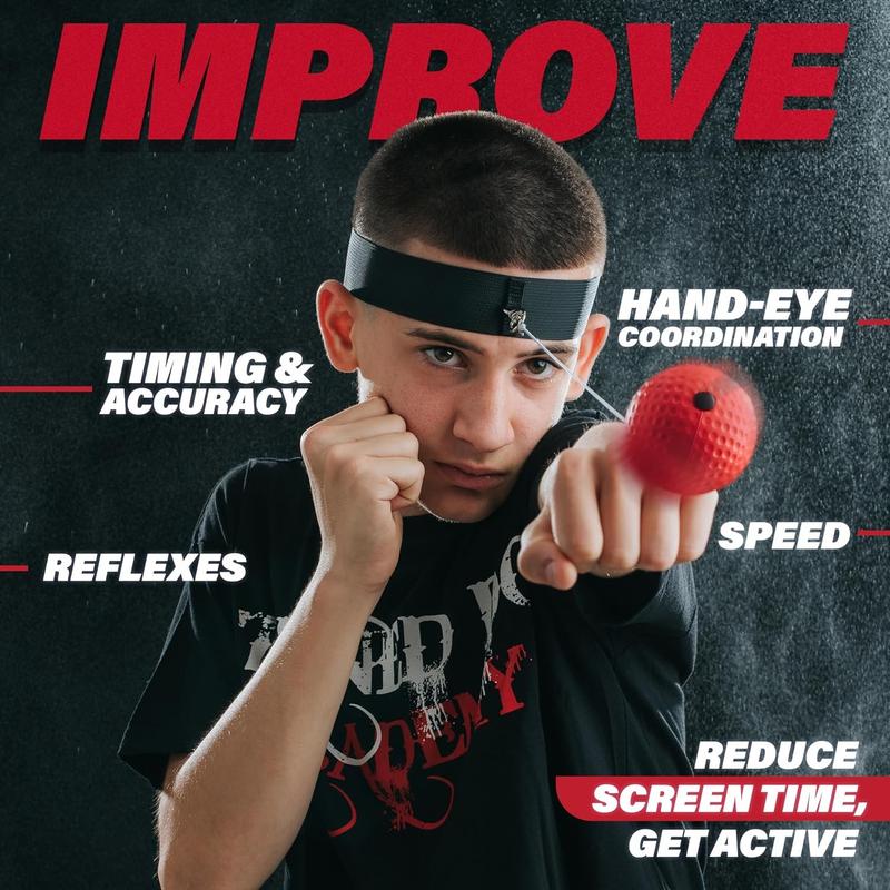 Boxing Reflex Ball Set with Punch Counter App 4 Boxing Balls with Varying Weights, Headband and 4 Spare Strings to Improve Speed, Hand-Eye Coordination for Men, Kids Boxing Equipment  Gear Gift