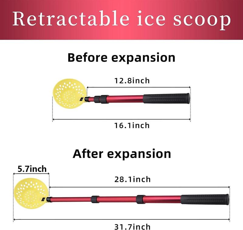 Adjustable Ice Fishing Skimmer Scoop - Winter Ice Fishing Scooper with Long Handle - Ice Fishing Gear for Scooping Ice While Fishing