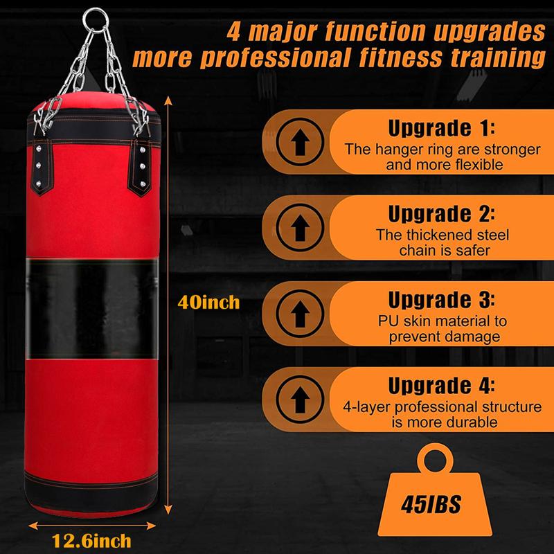 Hanging Punching Bag for Adults - Oxford Boxing Bag Set with Unfilled Punching Bag, Boxing Gloves & Hand Wraps - Versatile Boxing Training Equipment for Kick Boxing Karate & More