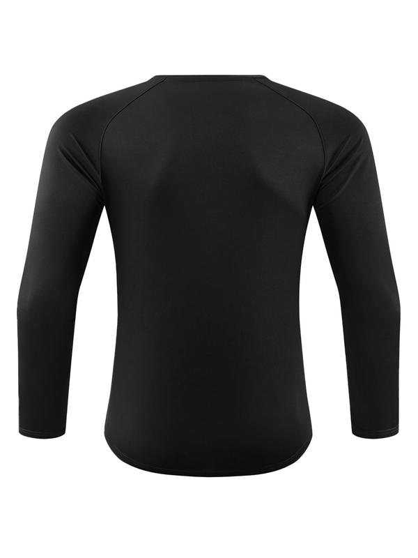 Men's Solid Raglan Sleeve Quick Drying Tee, Casual Regular Fit Long Sleeve Round Neck T-Shirt for Spring & Fall, Men's Top for Daily Wear