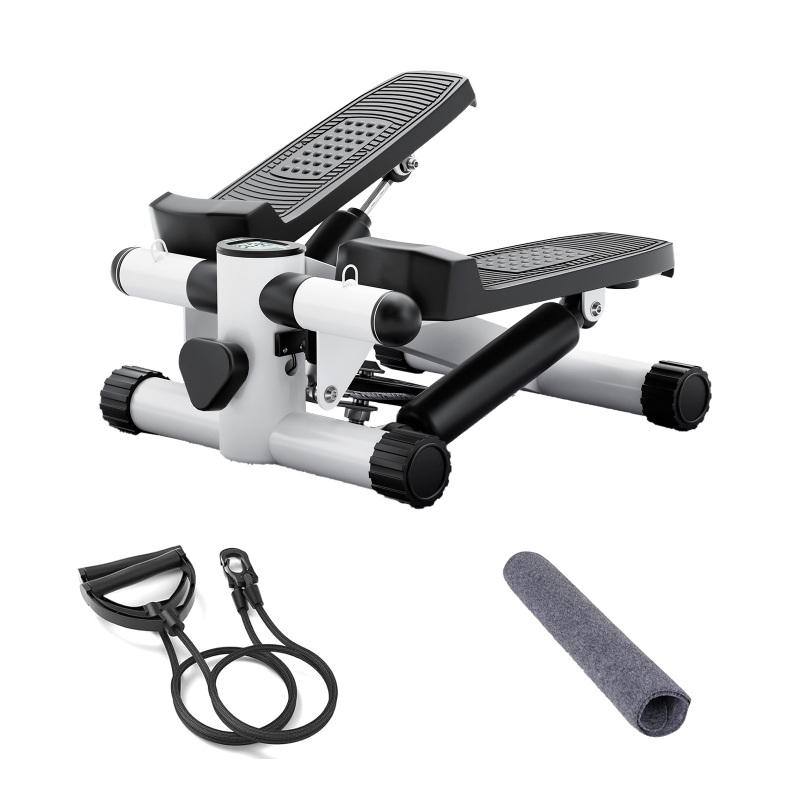 Mini Fitness Stepper, Hydraulic Fitness Stepper with Resistance Bands and Display, Silent Design, Weight Capacity 300LBS, Portable Stepper for Total Body Workout,11.3