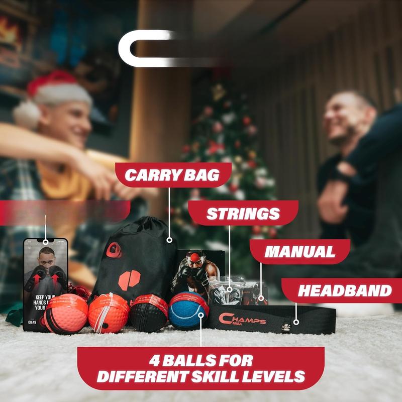 Boxing Reflex Ball Set with Punch Counter App 4 Boxing Balls with Varying Weights, Headband and 4 Spare Strings to Improve Speed, Hand-Eye Coordination for Men, Kids Boxing Equipment  Gear Gift