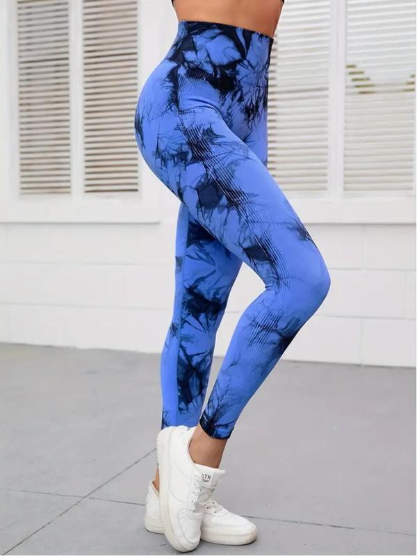 3 Pack Blue, Brown & Black Tie Dye Print High Waisted Workout Women Leggings Scrunch Rear Lifting High Waist Tummy Control Yoga Gym Athletic Pants