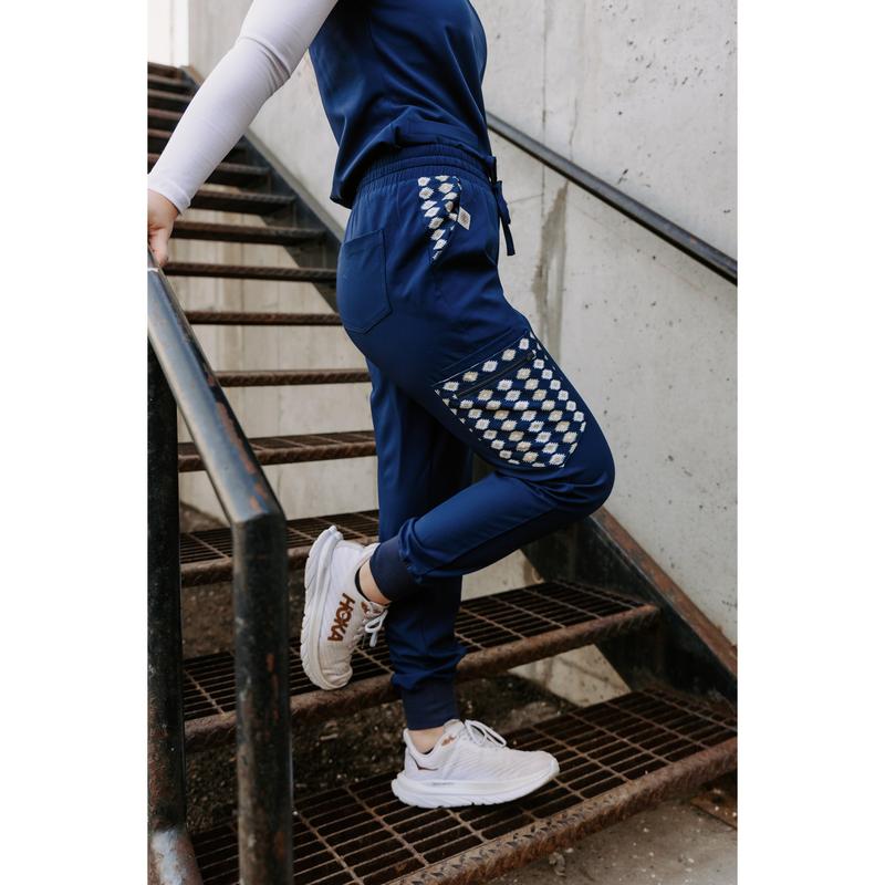 Navy Aztec Jogger Pants