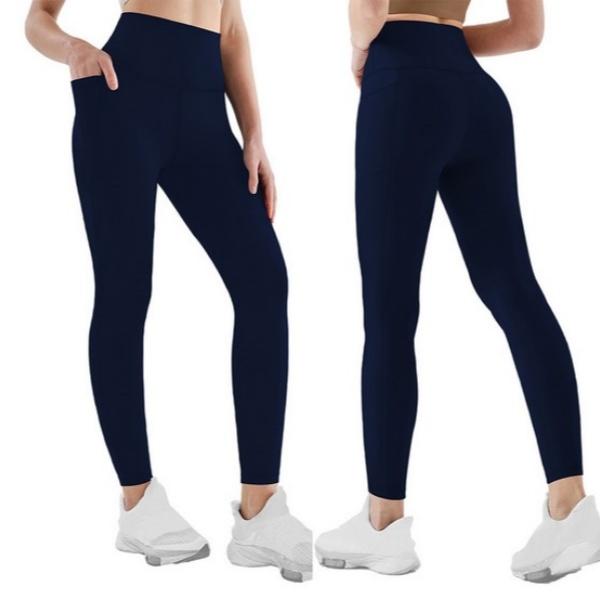 Women's Fashion Tight Pants Solid Color Breathable High waistband Pocket Yoga Fitness Exercise Pants Hip Lifting