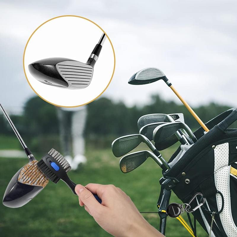 THIODO 2 Pack Golf Club Brushes and Groove Cleaner with Magnetic Keychain Oversized Golf Brush Head and Retractable Spike Super Non-Slip Handle Comfortable Grip Golf Club Cleaner