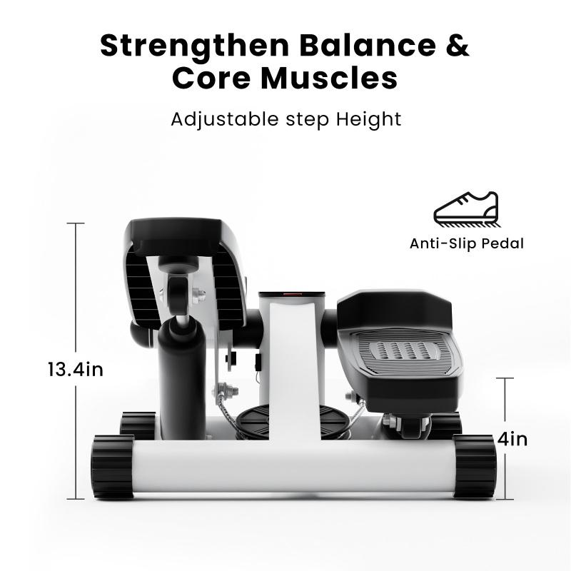 Mini Fitness Stepper, Hydraulic Fitness Stepper with Resistance Bands and Display, Silent Design, Weight Capacity 300LBS, Portable Stepper for Total Body Workout,11.3