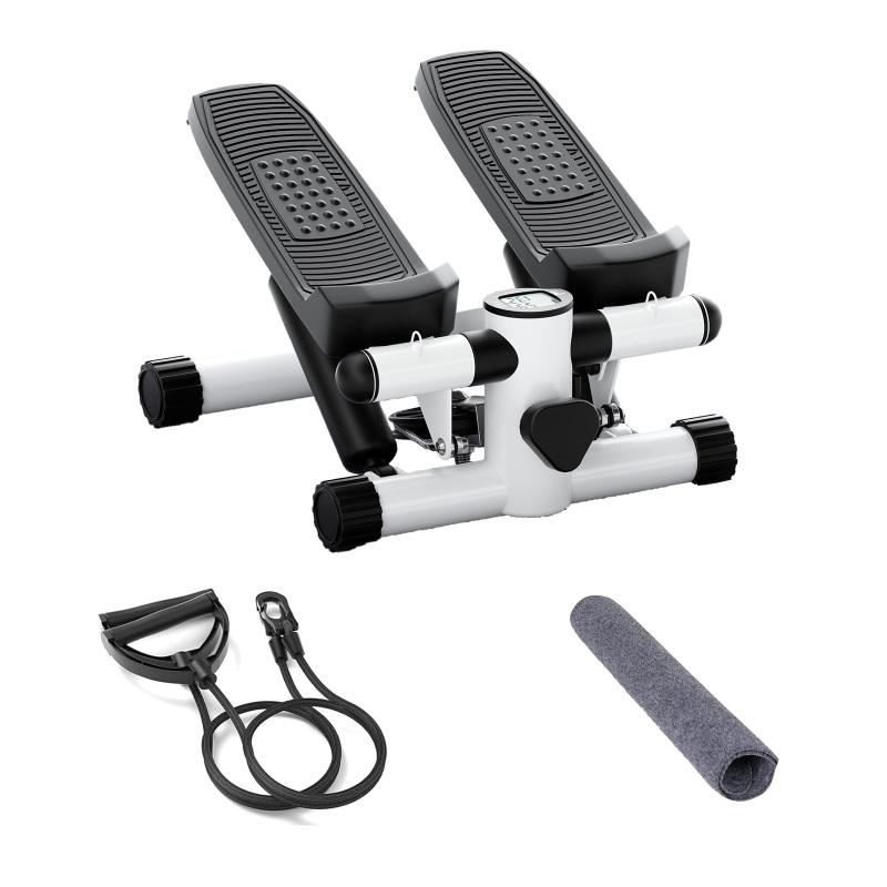 Mini Fitness Stepper, Hydraulic Fitness Stepper with Resistance Bands and Display, Silent Design, Weight Capacity 300LBS, Portable Stepper for Total Body Workout,11.3