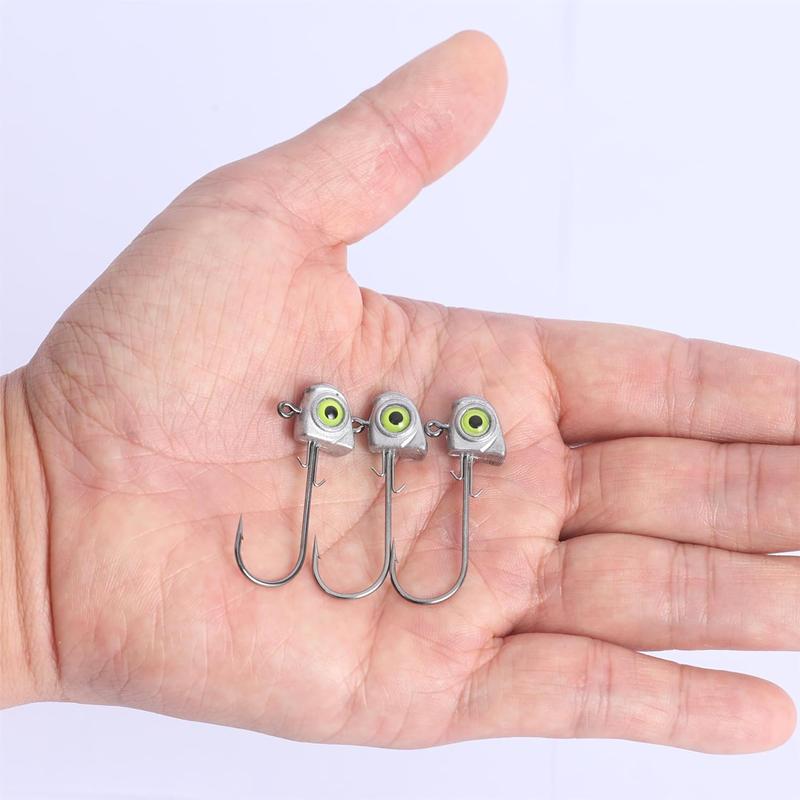 OJY&DOIIIY Swimbait Jig Heads with Chartreuse Fish Eye, 1 8 3 16 1 4 3 8 1 2oz Jigheads for Freshwater&Saltwater Fishing 15-Pack