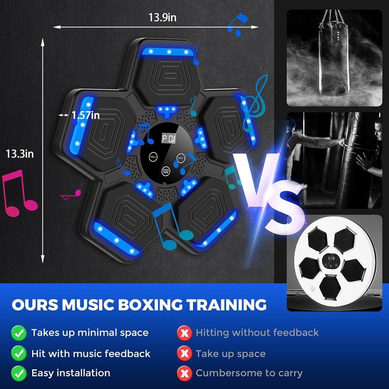 LOLBOX Musical Boxing Machine with Boxing Gloves 2024, Wall Mounted Boxing Machine with LED, Musical Boxing Target Bluetooth Fitness Striking Equipment for All Ages (Upgraded)