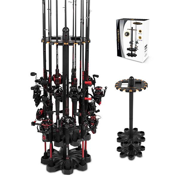 KastKing V16 Fishing Rod Rack With Rotating Base- Fishing Pole Rack Holds Up to 16 Fishing Rods or Combos, Lightweight and Durable ABS Construction, Space-Saving Fishing Rod Holders for Garage